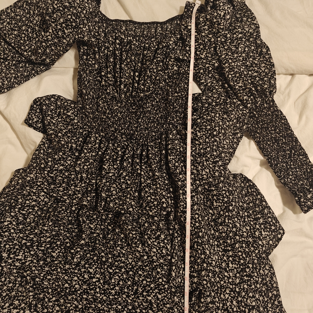 SHEIN Black and White Smocked Off-Shoulder Sundress